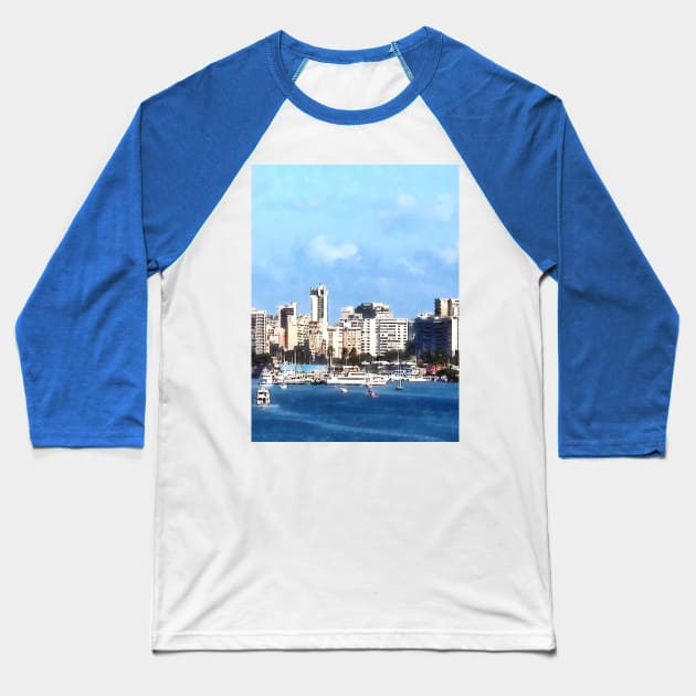 Caribbean - San Juan Skyline Baseball T-Shirt by SusanSavad